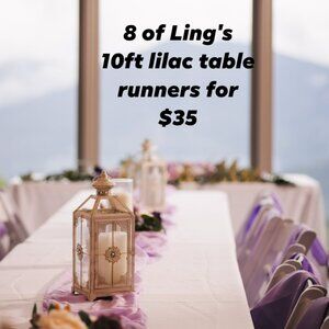 8 of Ling's 10ft Lilac Table Runners
